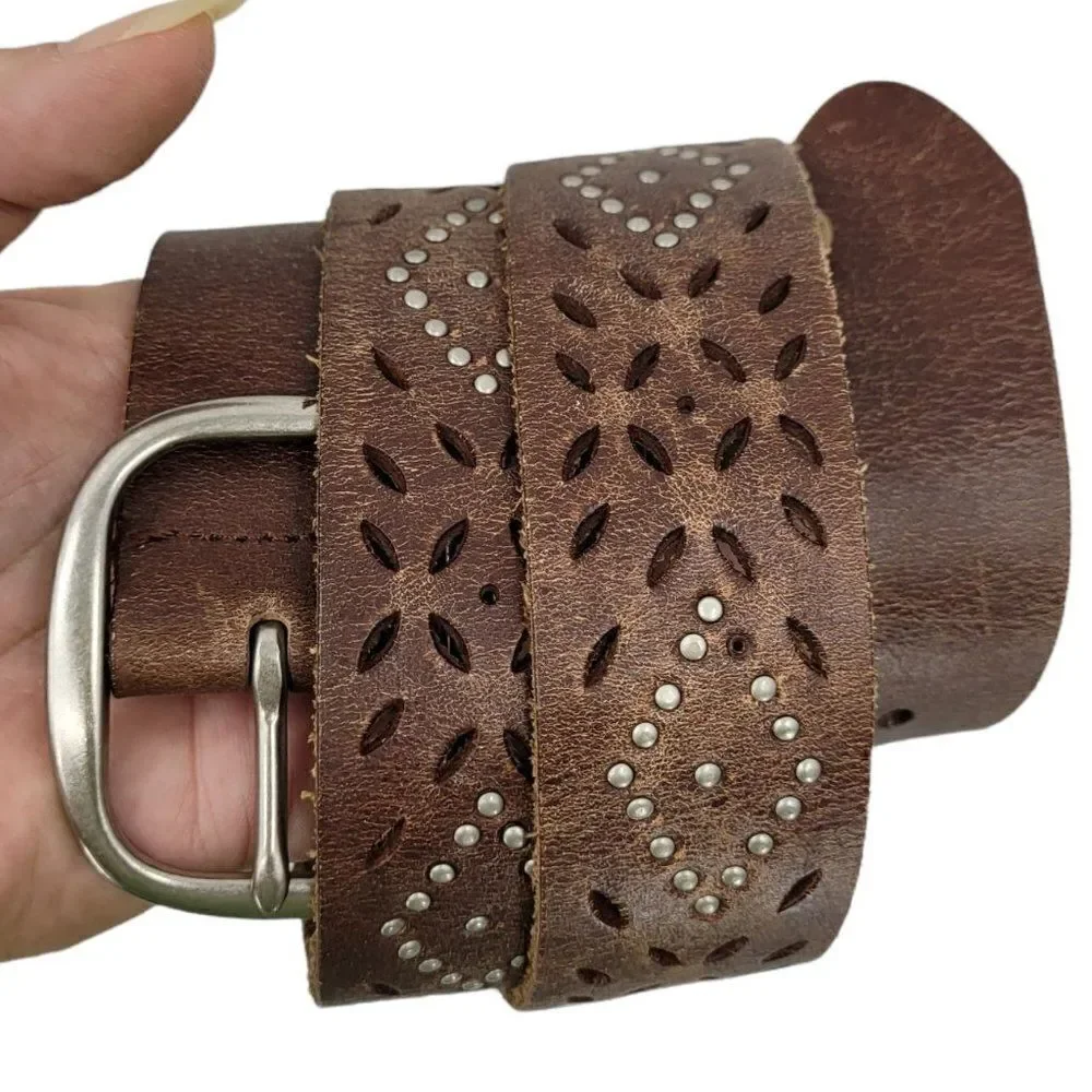 Vtg Belt Leather Brown 1.5